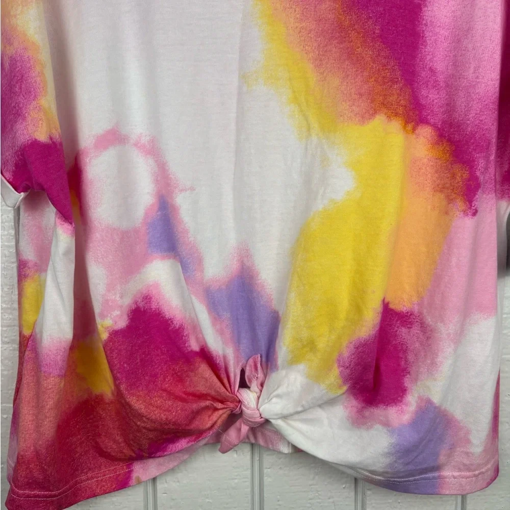 Champion Women's XL Colorful Tie-Dye Front Bow Tie Short Sleeve - Picture 4 of 12